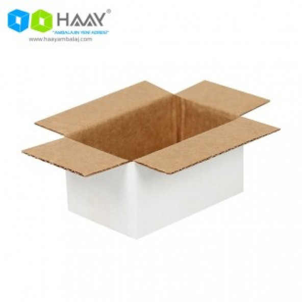 HAAY AMBALAJ 6,5x3,5x3cm Tek Oluklu Beyaz Koli ( 50 ADET )