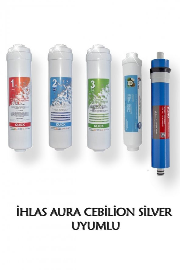 Aura Cebilon Silver Su Arıtma Cihazı Uyumlu 5li Filtre Set - Resim 3