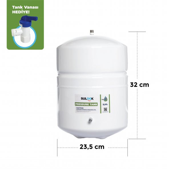 Su Arıtma Cihazı Tankı - Vana Dahil-antibakteriyel-3,2 galon -12 Litre - Resim 3