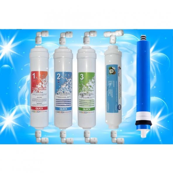 SUZUKI TECHNOLOGY  Inline Kapalı Kasa Tüm Su Arıtma Cihazlarına Uyumlu 5li Filtre Takımı - Resim 2