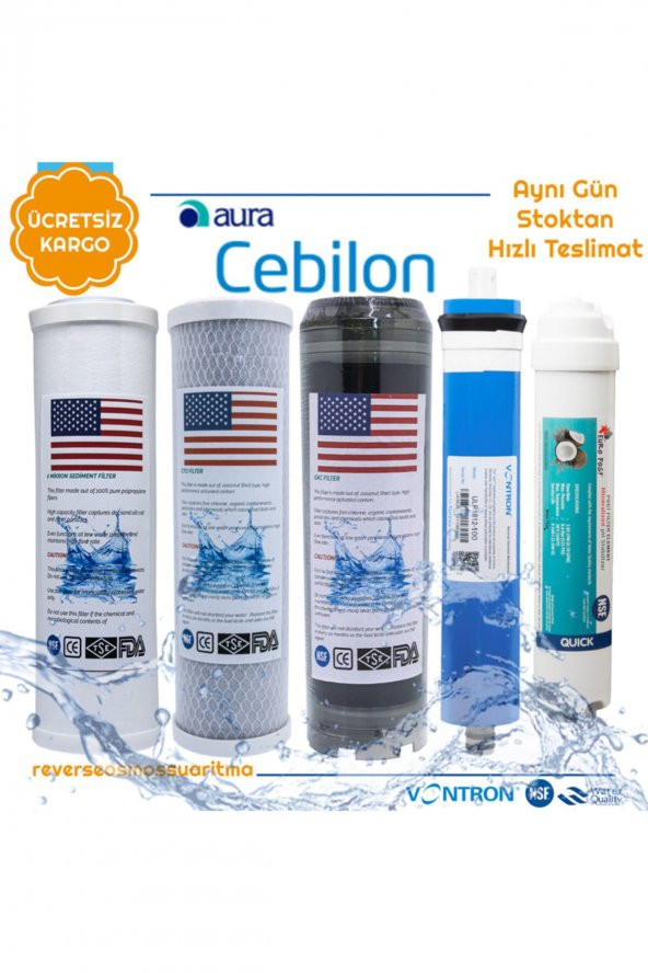 Filtre Aura Cebilon Compact Uyumlu 5 Li Filtre Seti Nsf - Resim 2