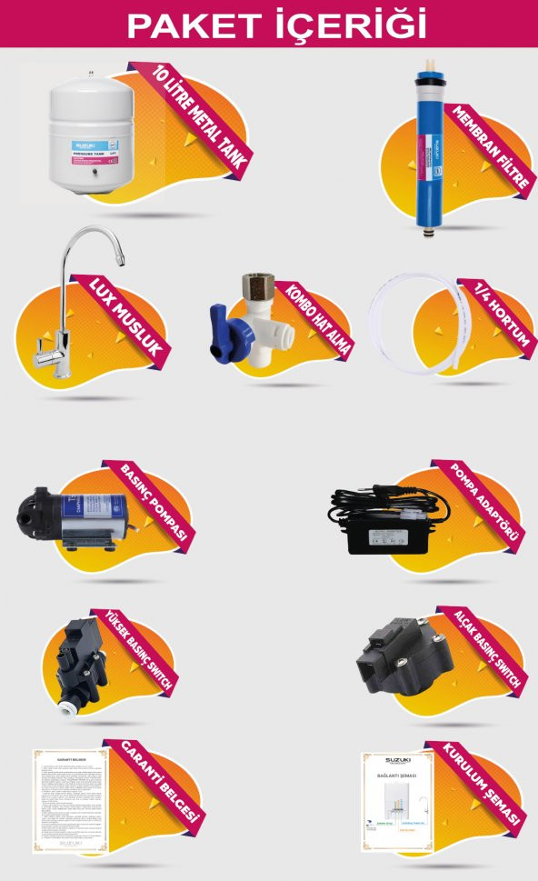 SUZUKI TECHNOLOGY 10 Aşamalı POMPALI Su Arıtma Cihazı,Çevre Dostu - Resim 4