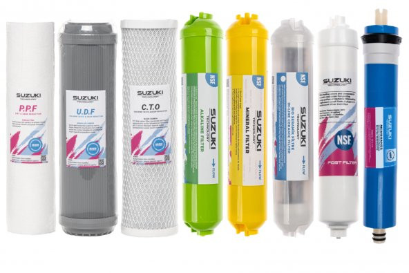 10 Inç Açık Kasa Su Arıtma Cihazı Tam Set (8 Filtre) Mineral, Detoks Ve Alkali Filtre ilaveli ürün görseli 1