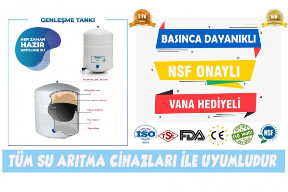 Su Arıtma Cihazı 12 Lt 3.2 Galon Çelik Su Arıtma Deposu Tankı - Resim 2