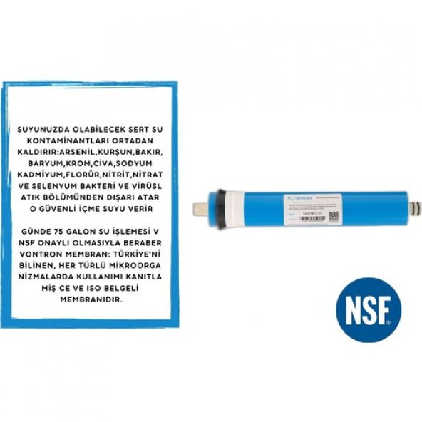 Aura Cebillion Compact Uyumlu 5li Filtre Seti (Vontron Membran+Post Carbon) - Resim 4