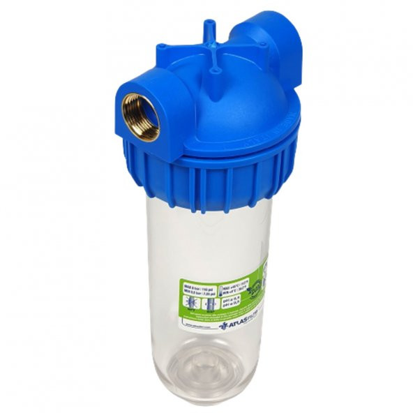 Atlas 3/4" 10" İnch Daire Girişi Boş Tekli Filtre Kabı - 4