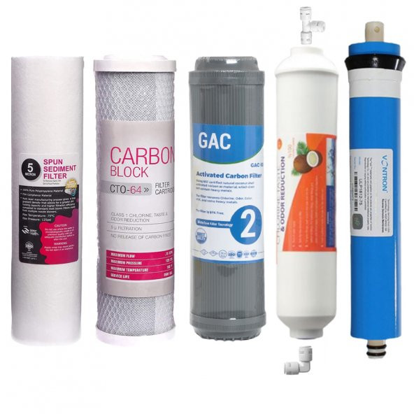 Su Arıtma Filtre Seti 5 Li Çift Karbon 75 Gpd Vontron Membran ürün görseli 1