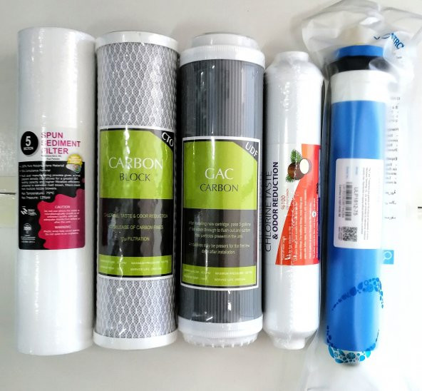 Su Arıtma Filtre Seti 5 Li Çift Karbon 75 Gpd Vontron Membran - Resim 2