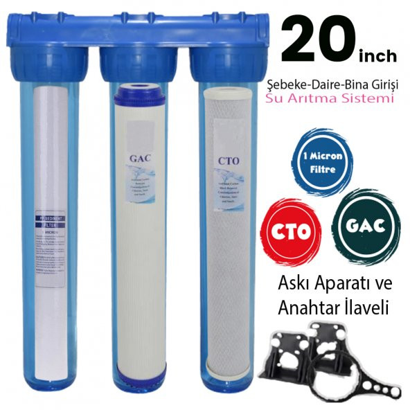 20 İnç Bina - Daire- Şebeke Girişi Su Arıtma Filtre Seti En İyi