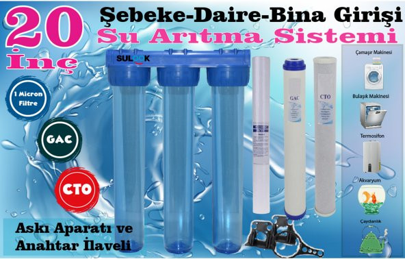 20 İnç Bina - Daire- Şebeke Girişi Su Arıtma Filtre Seti En İyi - 2