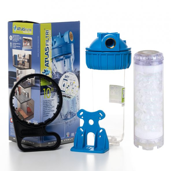 Sulook Atlas 3/4"10" İnç Tekli Filtre Kabı+Silifoz Kireç Önleyici Filtre