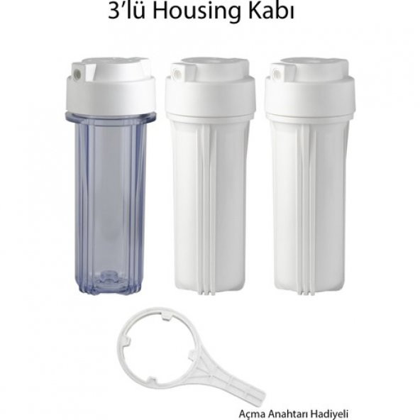 SUZUKI Technology Su Arıtma Cihazı 10’’ 3 ’lü Filtre Kabı ( Housing ) Çift O - Ringli Seti - Resim 2