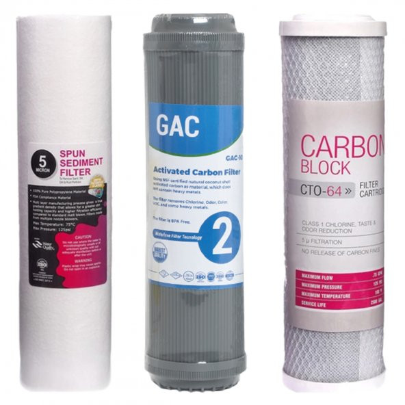 Su Arıtma Cihaz Filtresi 5 Micron Sediment, Toz Carbon Filtre, Block Filtre
