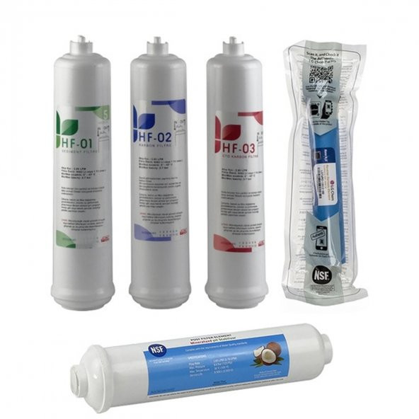 Sulook Kapalı Kasa Su Arıtma Cihazlarına Uyumlu, Üstten Çift Çubuklu Inlıne 6lı Filtre Seti Lg Membranlı - Resim 2