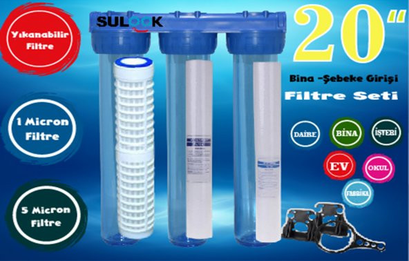 Sulook 20 Inç Bina ,daire, Şebeke Girişi Su Arıtma Sistemi Komple Set - 3