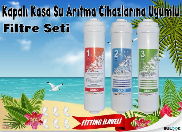 Sulook Kapalı Kasalara Uyumlu Su Arıtma Filtre Seti 3lü Inline Set - Resim 2