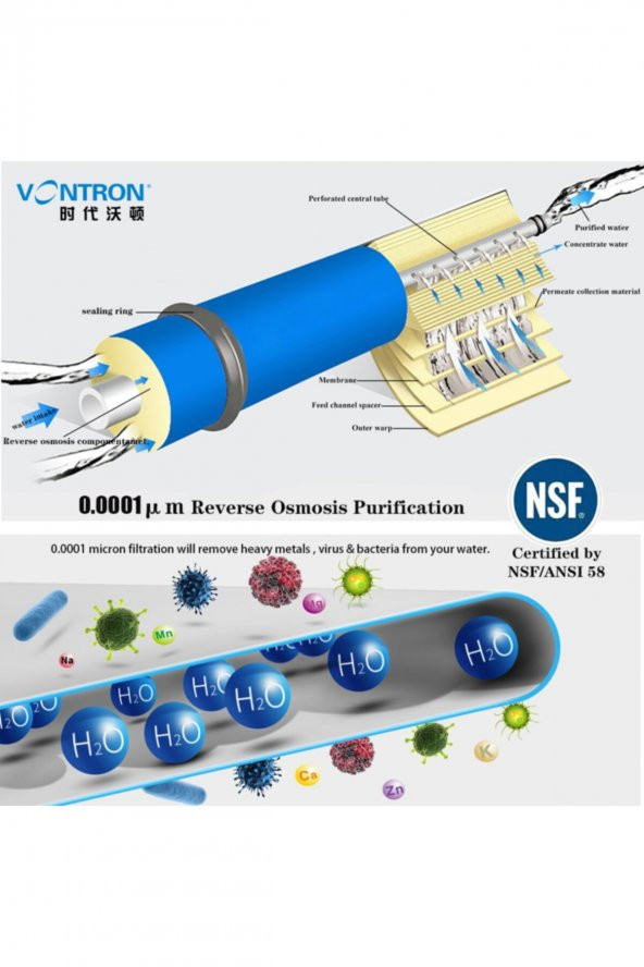 Vontron 75 gpd Membran Filtre,Su Arıtma Filtresi - 3
