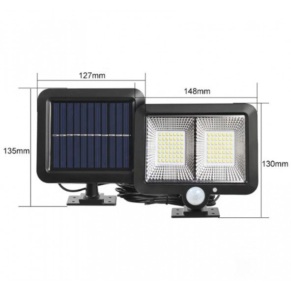 SL-F98 5 Metre Kablolu Solar Sensörlü Güneş Enerjili Lamba Sokak-Bahçe Lambası Garaj Lambası - 8