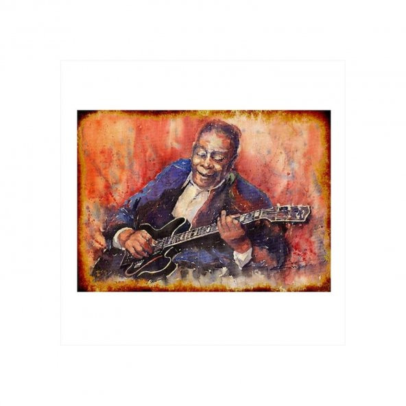 Blues Gitarist Ahşap Poster 10*20 Cm