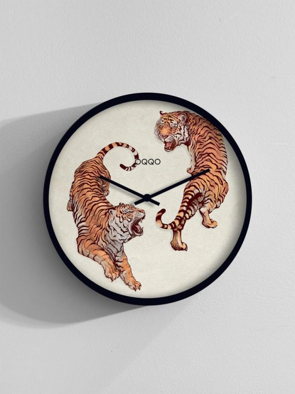 Yin Yang Tigers El Yapımı Ahşap Duvar Saati