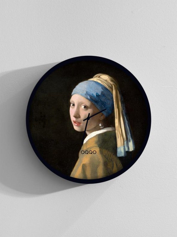 Johannes Vermeers Girl With A Pearl Earring El Yapımı Ahşap Duvar Saati