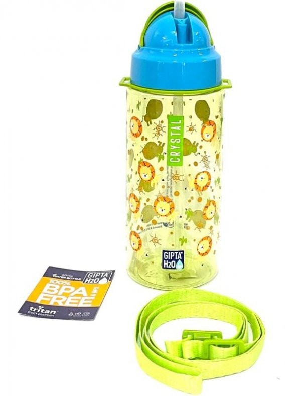 Gıpta Yeşil Crystal Tritan Desenli Pipetli Matara  suluk 500 ml - 2