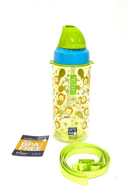 Gıpta Yeşil Crystal Tritan Desenli Pipetli Matara  suluk 500 ml - 3
