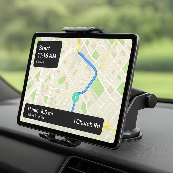 Polham Araç Içi Vantuzlu Torpido ve Cama Yapışan Tablet Tutucu, Teleskopik Tablet Tutucu - Resim 8