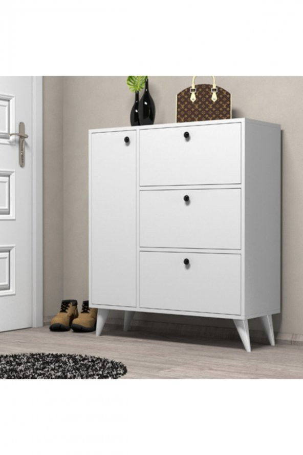 Mezza Ayakkabılık 6 Raflı 4 Kapaklı Beyaz Bella 1800 ürün görseli 1