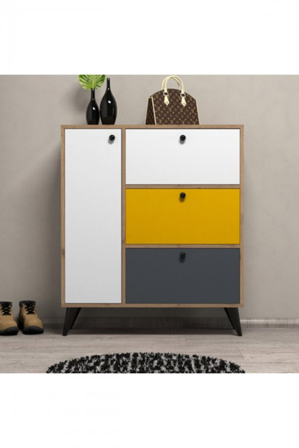 Mezza Ayakkabılık 6 Raflı 4 Kapaklı Colorful Bella 1804