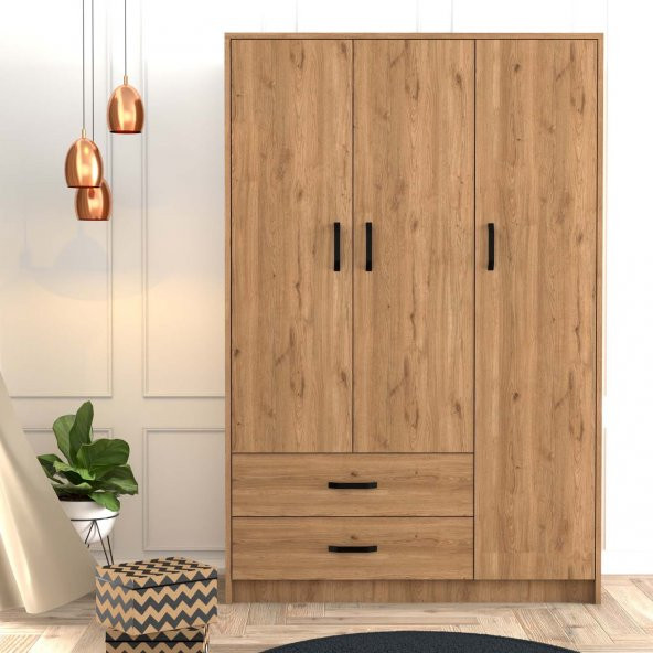 Mezza Grande Modern 3 Kapılı 2 Çekmeceli Gardırop 3506