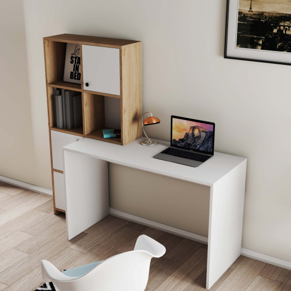 Mezza SILENCE KİTAPLIK - ÇALIŞMA MASASI TAKIMI SEPET - BEYAZ 1992 - Resim 4