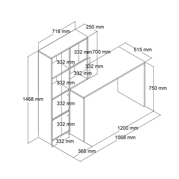 Mezza SILENCE KİTAPLIK - ÇALIŞMA MASASI TAKIMI SEPET - BEYAZ 1992 - Resim 6