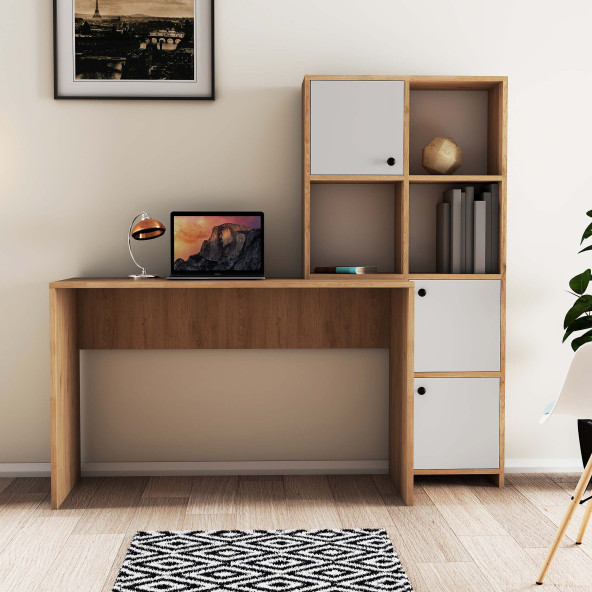 Mezza SILENCE KİTAPLIK - ÇALIŞMA MASASI TAKIMI SEPET - BEYAZ 1997 - 2