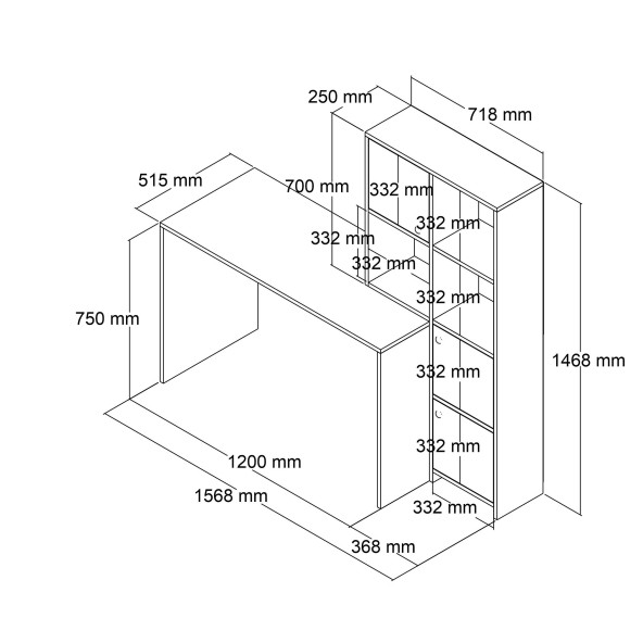 Mezza SILENCE KİTAPLIK - ÇALIŞMA MASASI TAKIMI SEPET - BEYAZ 1997 - 6