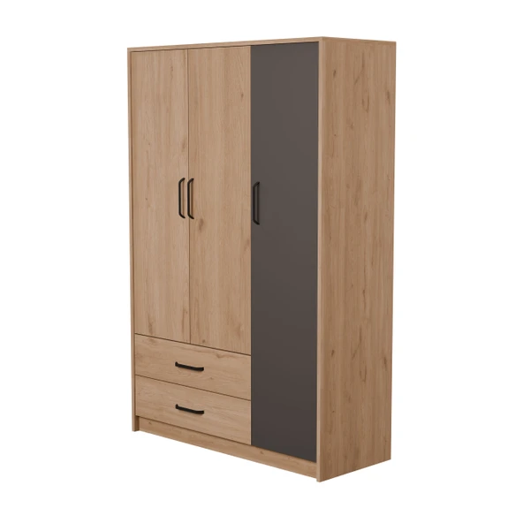 Mezza Grande Modern 3 Kapılı 2 Çekmeceli Gardırop 3508 - Resim 4