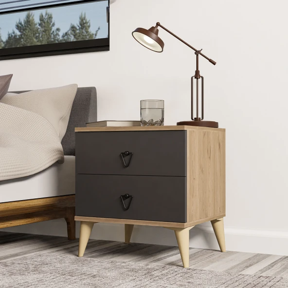 Mezza Versace 2 Çekmeceli Komodin Sepet - Antrasit 3638 ürün görseli 1