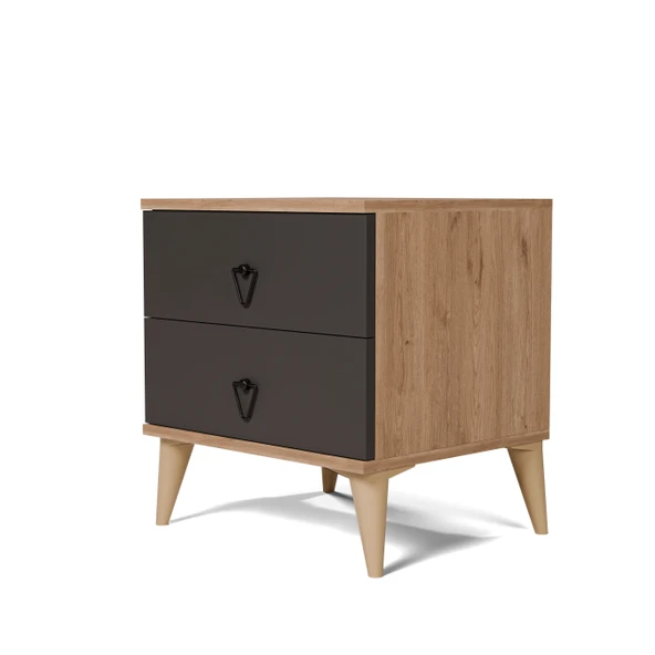 Mezza Versace 2 Çekmeceli Komodin Sepet - Antrasit 3638 - Resim 5