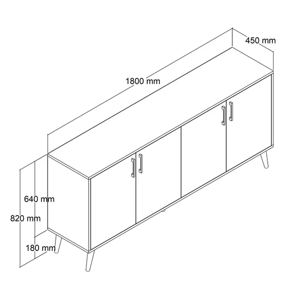 1670 Hera 180 Cm (AHŞAP AYAKLI) Modern Konsol Atlantik Çam - Resim 2