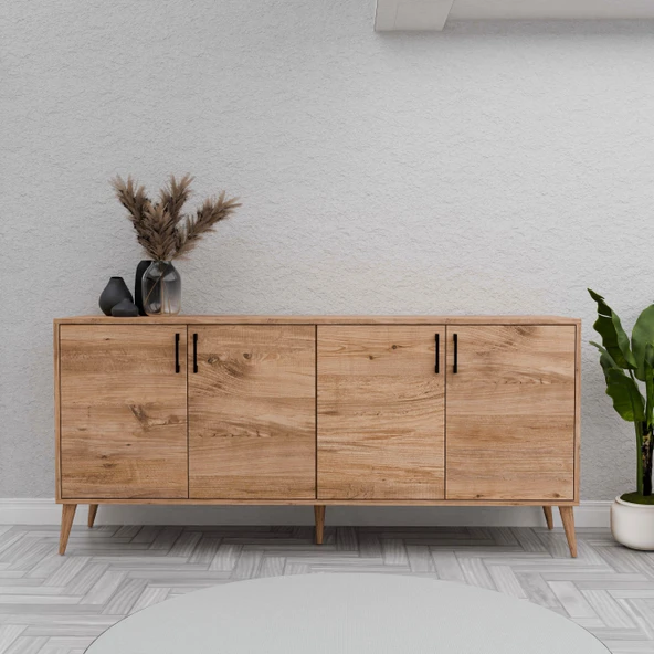 1670 Hera 180 Cm (AHŞAP AYAKLI) Modern Konsol Atlantik Çam - Resim 4