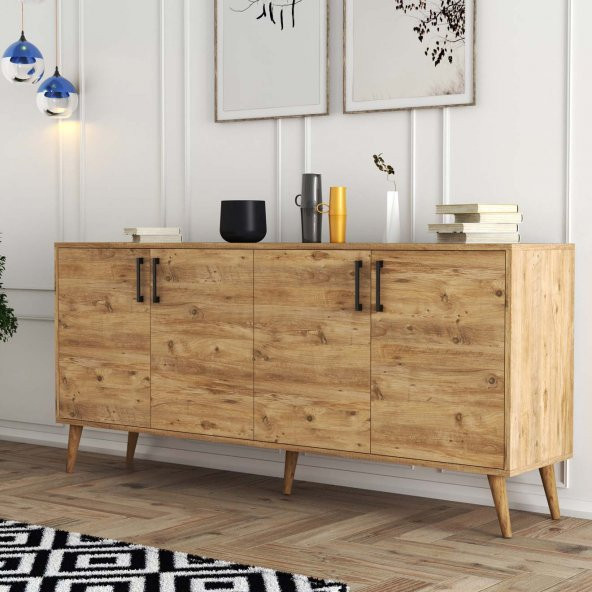 1670 Hera 180 Cm (AHŞAP AYAKLI) Modern Konsol Atlantik Çam ürün görseli 1