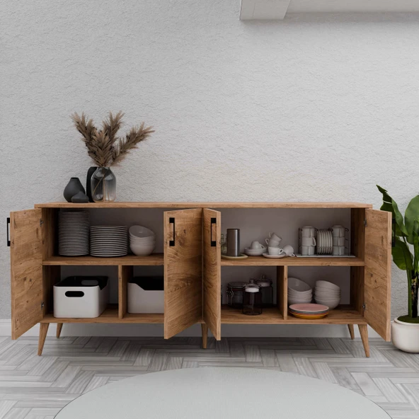 1670 Hera 180 Cm (AHŞAP AYAKLI) Modern Konsol Atlantik Çam - Resim 5