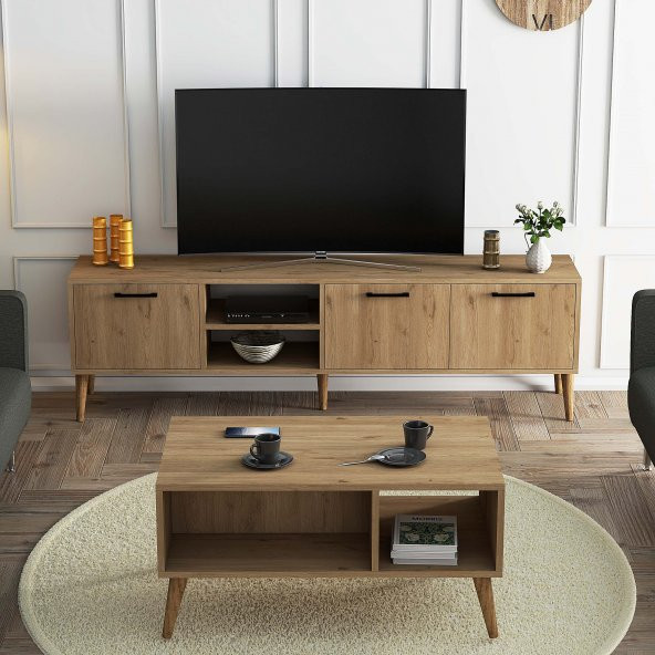 Mezza SET 1587-2076 EXXEN 180 CM TV ÜNİTESİ + EXXEN ORTA SEHPA - SEPET RENGİ - 2