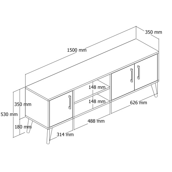 Mezza 1584 EXXEN 150 CM AHŞAP AYAKLI TV ÜNİTESİ SEPET-BEYAZ - 5