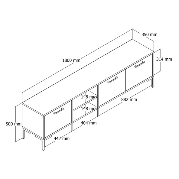 Mezza Aurora (Metal Ayaklı) Tv Ünitesi Hat Rengi 1592 - 4