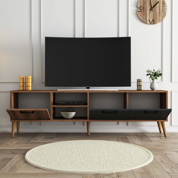 Mezza Exxen 180 cm (Ahşap Ayaklı) Tv Ünitesi Hat - Antrasit 1581 - 3