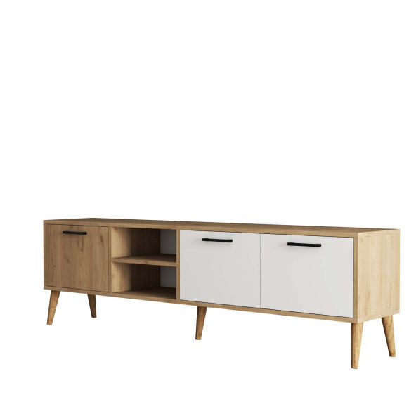 Mezza Exxen 180 cm (Ahşap Ayaklı) Tv Ünitesi Sepet-Beyaz 1585 - 4