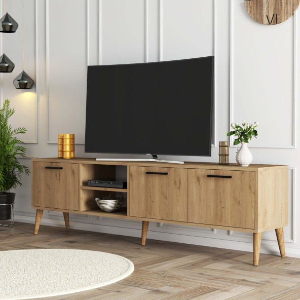 Mezza Exxen 180 cm (Ahşap Ayaklı) Tv Ünitesi Sepet Rengi 1587