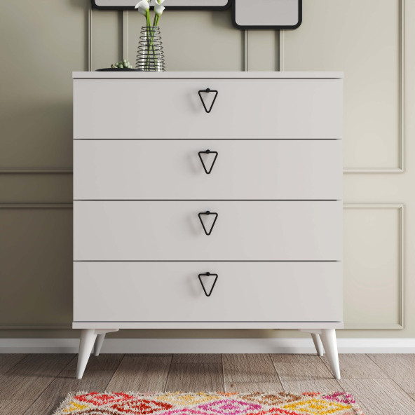 Mezza Versace 4 Çekmeceli Şifonyer Beyaz 3614 - 3