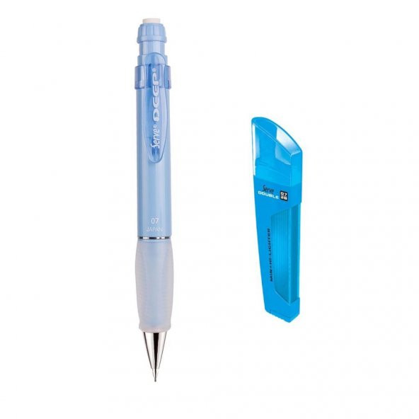 Serve Deep 0.7 mm Mekanik Kurşun Kalem Gök Mavisi - 0.7 mm Uç & Mavi Fosforlu Kalem